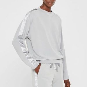 CLUB MONACO Satin Stripe Sweatshirt in Purple